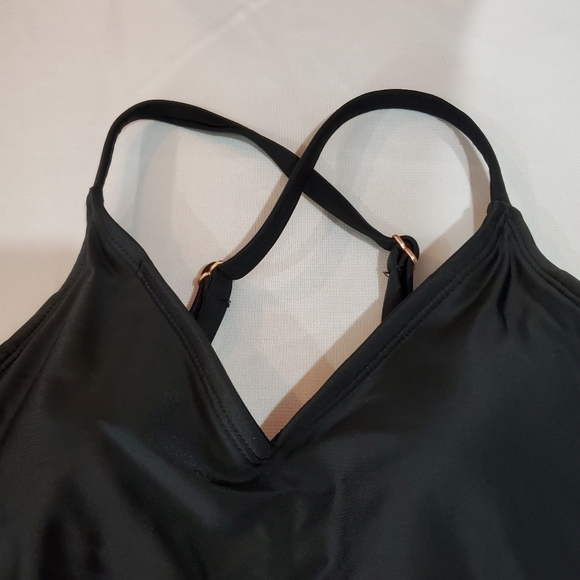 XHILARATION Black Lace Up One-piece Swimsuit XSm - Picture 5 of 10